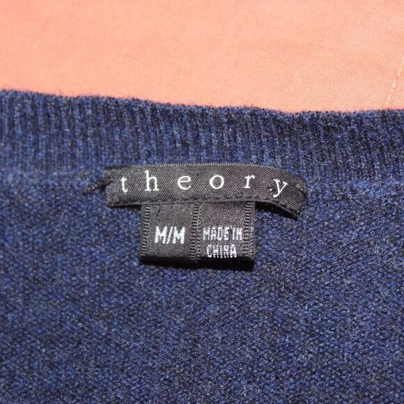 Theory Alayna S Cashmere Blue Pullover Sweater 100% Cashmere Women Size Medium - Picture 9 of 13